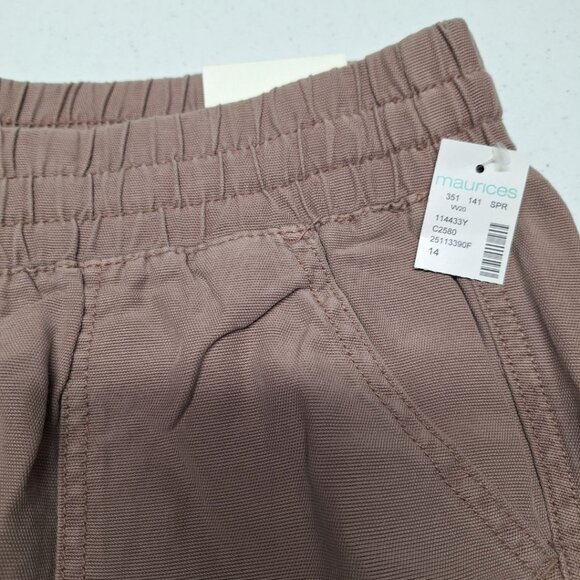 Maurices Cropped Weekender Pants Pull On Brown Stretch Waist Womens 14 With Tags - Picture 5 of 8